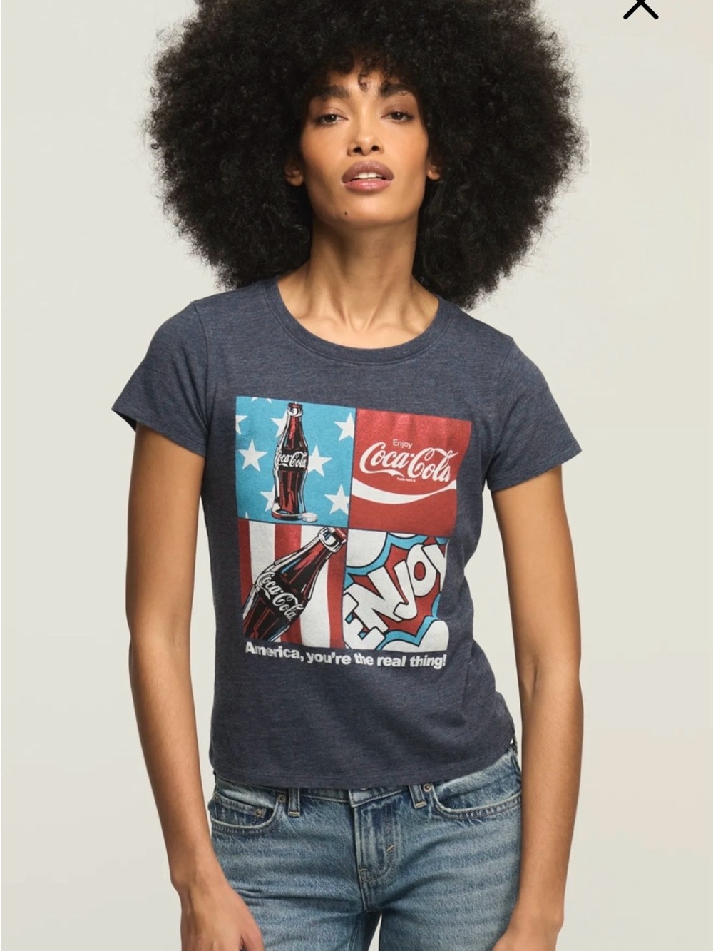Lucky Brand Coca Cola Women's Navy Graphic Tee - Enjoy Retro Print Size S NWT
